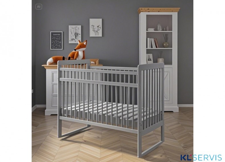 Кроватка колесо-качалка полностью из натурального дерева Bambini 03