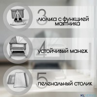 Детская кроватка 5в1 BubaGO Elva 