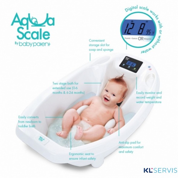 ДЕТСКАЯ ВАННОЧКА BABY PATENT С ЭЛЕКТРОННЫМИ ВЕСАМИ И ТЕРМОМЕТРОМ AQUA SCALE