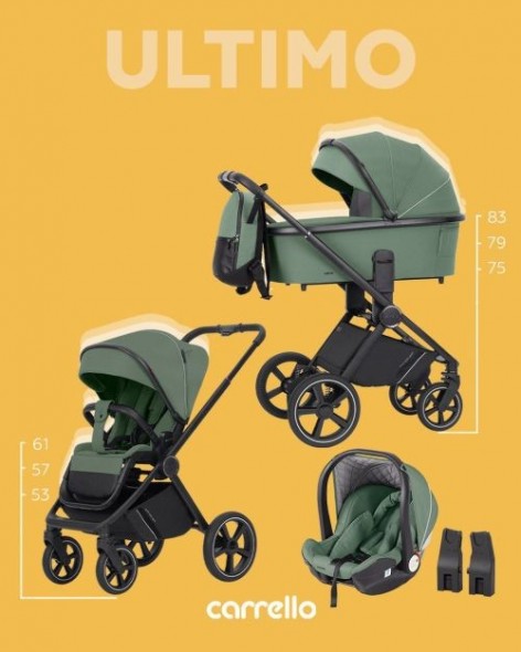 Коляска 3 В 1 Carrello Ultimo CRL-6519 на черной раме 2024