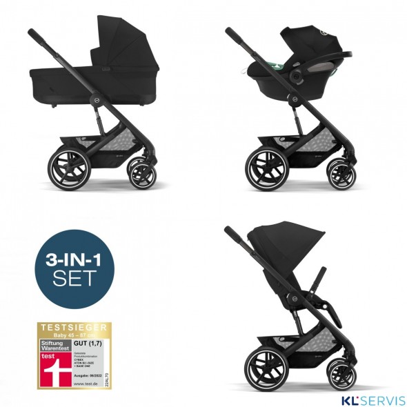 Коляска 3 в 1 Cybex Balios S Lux New 2023 шасси Black,  (с дождевиком)